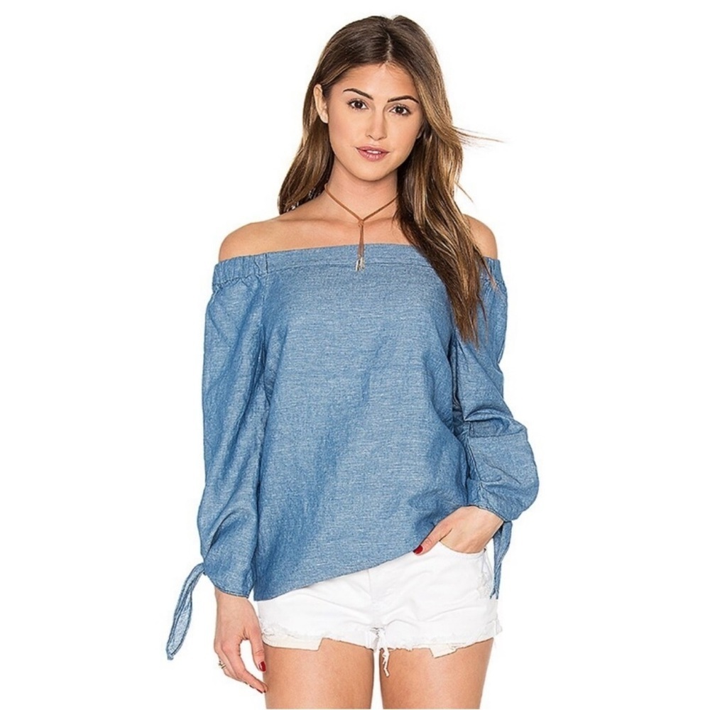 Free People off the shoulder chambray blouse
